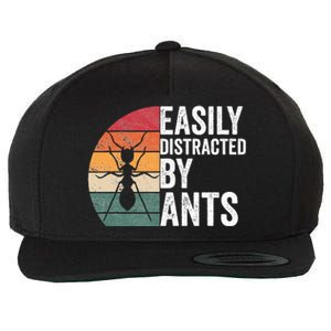 Easily Distracted By Ants Insect Ant Keeper Farm Wool Snapback Cap