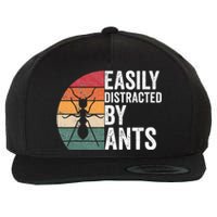 Easily Distracted By Ants Insect Ant Keeper Farm Wool Snapback Cap