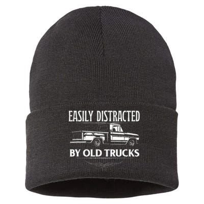 Easily Distracted By Old Pick Up Trucks Sustainable Knit Beanie