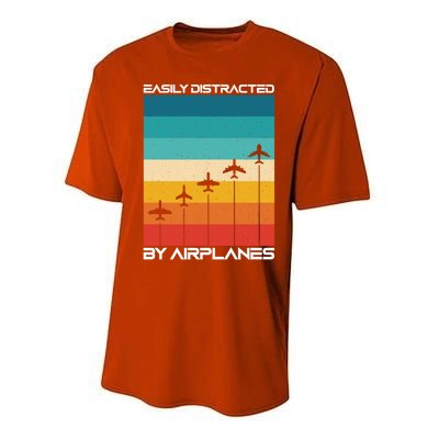 Easily Distracted By Planes Aircraft Pilot Planes Gift Performance Sprint T-Shirt