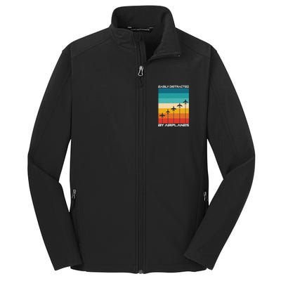 Easily Distracted By Planes Aircraft Pilot Planes Gift Core Soft Shell Jacket