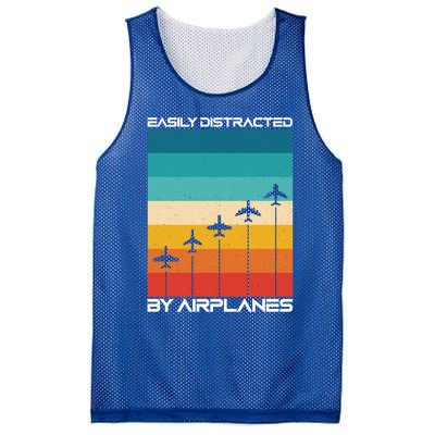 Easily Distracted By Planes Aircraft Pilot Planes Gift Mesh Reversible Basketball Jersey Tank