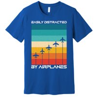 Easily Distracted By Planes Aircraft Pilot Planes Gift Premium T-Shirt