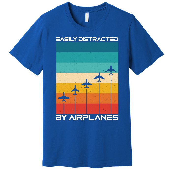 Easily Distracted By Planes Aircraft Pilot Planes Gift Premium T-Shirt