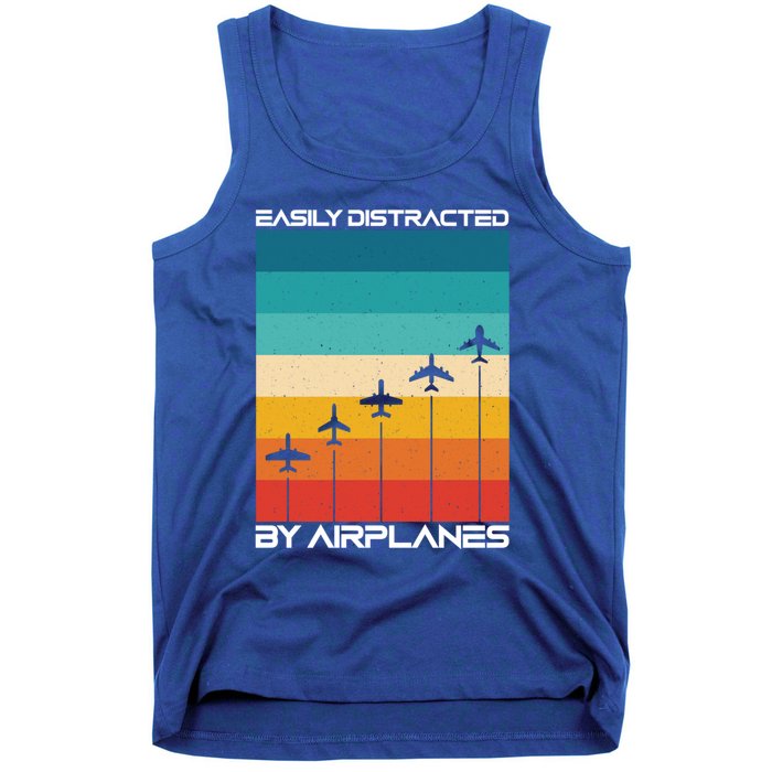 Easily Distracted By Planes Aircraft Pilot Planes Gift Tank Top