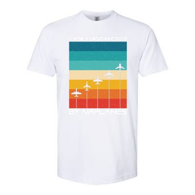 Easily Distracted By Planes Aircraft Pilot Planes Gift Softstyle CVC T-Shirt