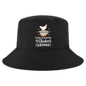 Easily Distracted By Chickens And Books Chicken Book Lover Cool Comfort Performance Bucket Hat