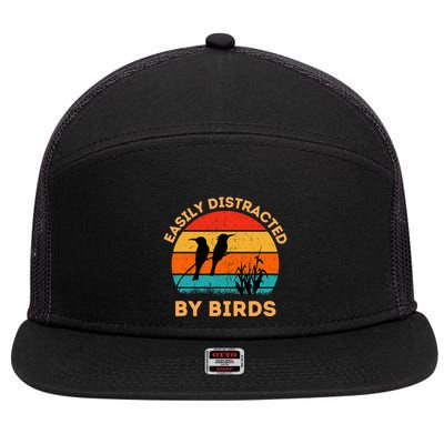 Easily Distracted By Birds 7 Panel Mesh Trucker Snapback Hat