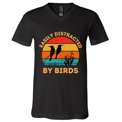 Easily Distracted By Birds V-Neck T-Shirt