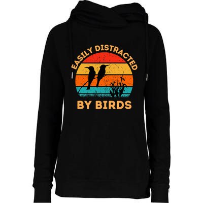 Easily Distracted By Birds Womens Funnel Neck Pullover Hood