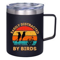 Easily Distracted By Birds 12oz Stainless Steel Coffee Mug