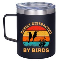 Easily Distracted By Birds 12oz Stainless Steel Coffee Mug