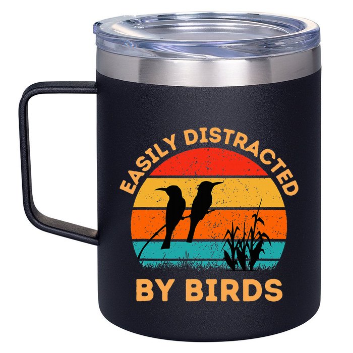 Easily Distracted By Birds 12oz Stainless Steel Coffee Mug
