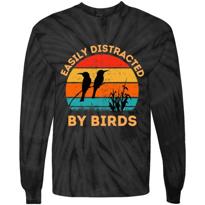Easily Distracted By Birds Tie-Dye Long Sleeve Shirt