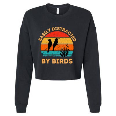 Easily Distracted By Birds Cropped Pullover Crew