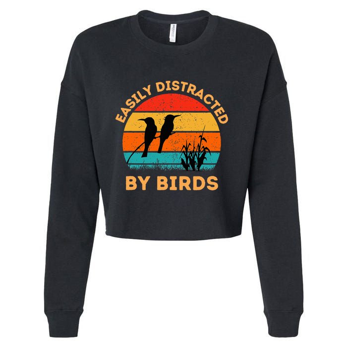 Easily Distracted By Birds Cropped Pullover Crew