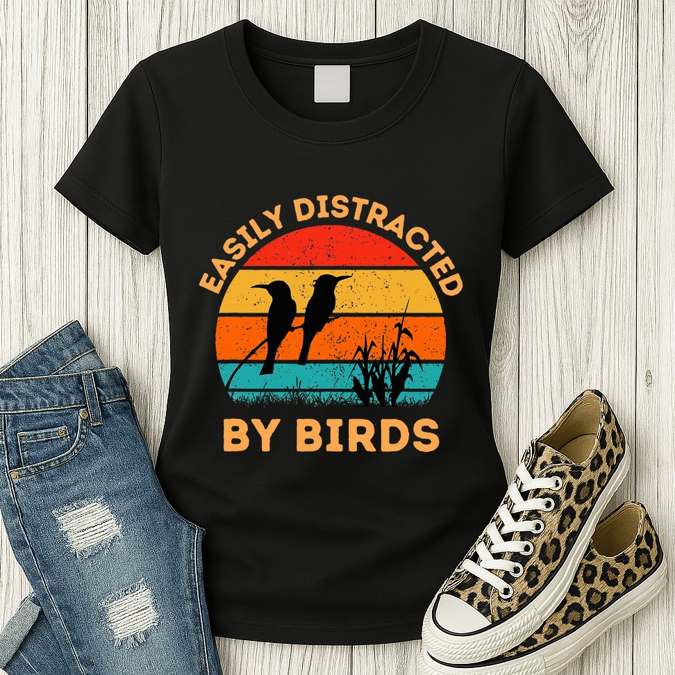 Easily Distracted By Birds Womens T-Shirt