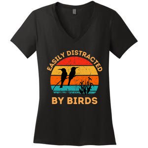 Easily Distracted By Birds Women's V-Neck T-Shirt