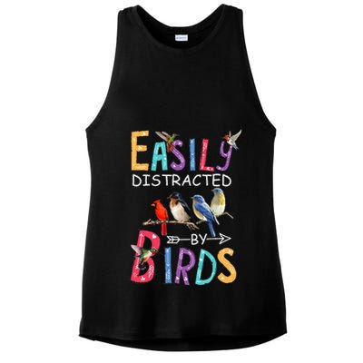 Easily Distracted By Birds Funny Bird Ladies PosiCharge Tri-Blend Wicking Tank