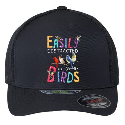 Easily Distracted By Birds Funny Bird Flexfit Unipanel Trucker Cap