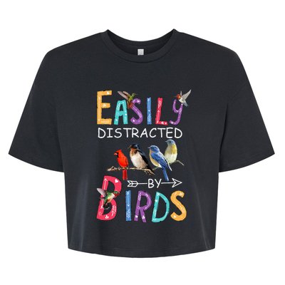 Easily Distracted By Birds Funny Bird Bella+Canvas Jersey Crop Tee