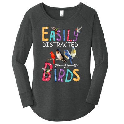 Easily Distracted By Birds Funny Bird Women's Perfect Tri Tunic Long Sleeve Shirt