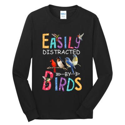 Easily Distracted By Birds Funny Bird Tall Long Sleeve T-Shirt