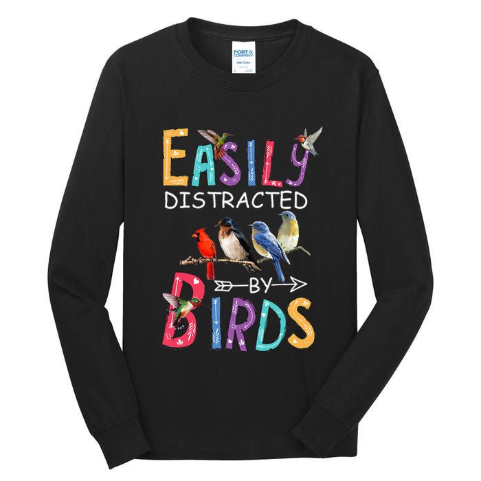 Easily Distracted By Birds Funny Bird Tall Long Sleeve T-Shirt
