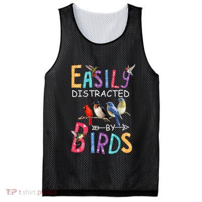 Easily Distracted By Birds Funny Bird Mesh Reversible Basketball Jersey Tank