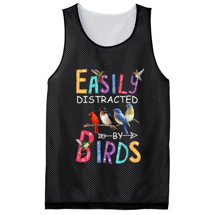 Easily Distracted By Birds Funny Bird Mesh Reversible Basketball Jersey Tank