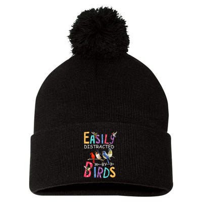 Easily Distracted By Birds Funny Bird Pom Pom 12in Knit Beanie