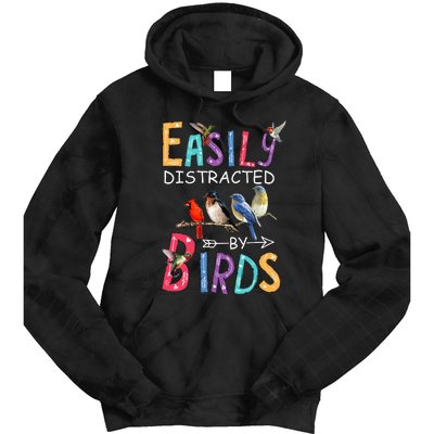 Easily Distracted By Birds Funny Bird Tie Dye Hoodie