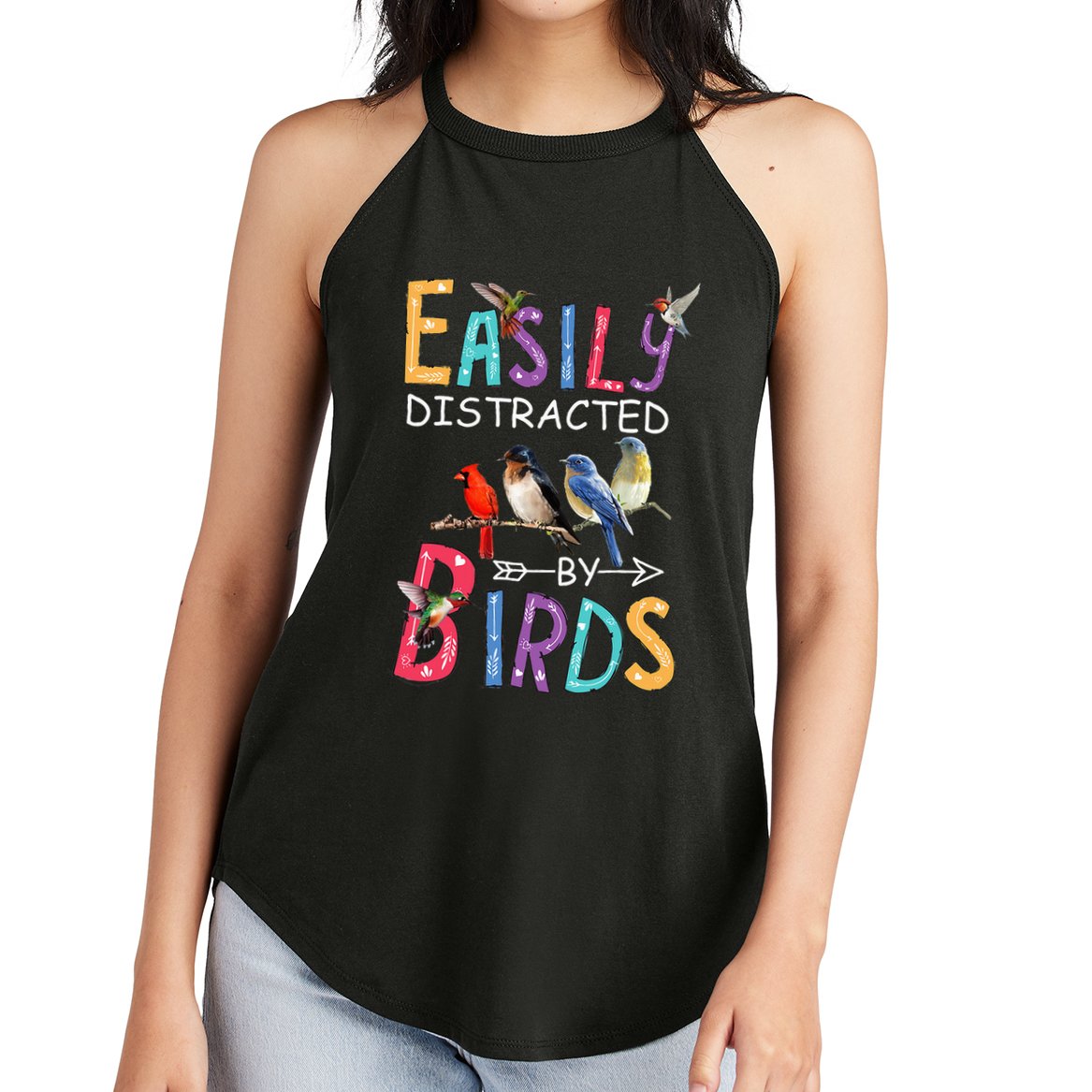 Easily Distracted By Birds Funny Bird Women's Perfect Tri Rocker Tank