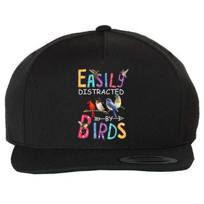 Easily Distracted By Birds Funny Bird Wool Snapback Cap