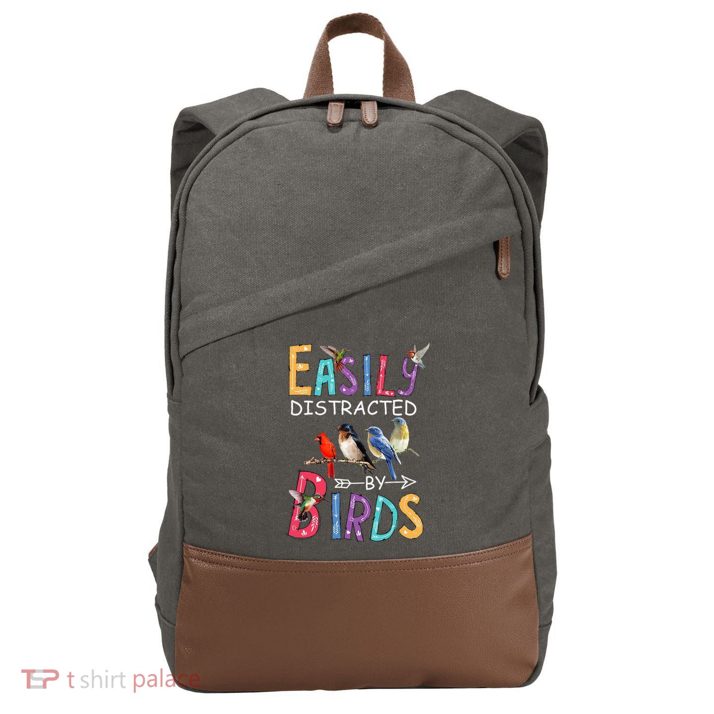 Easily Distracted By Birds Funny Bird Cotton Canvas Backpack