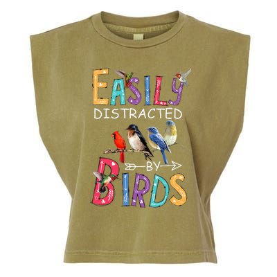 Easily Distracted By Birds Funny Bird Garment-Dyed Women's Muscle Tee