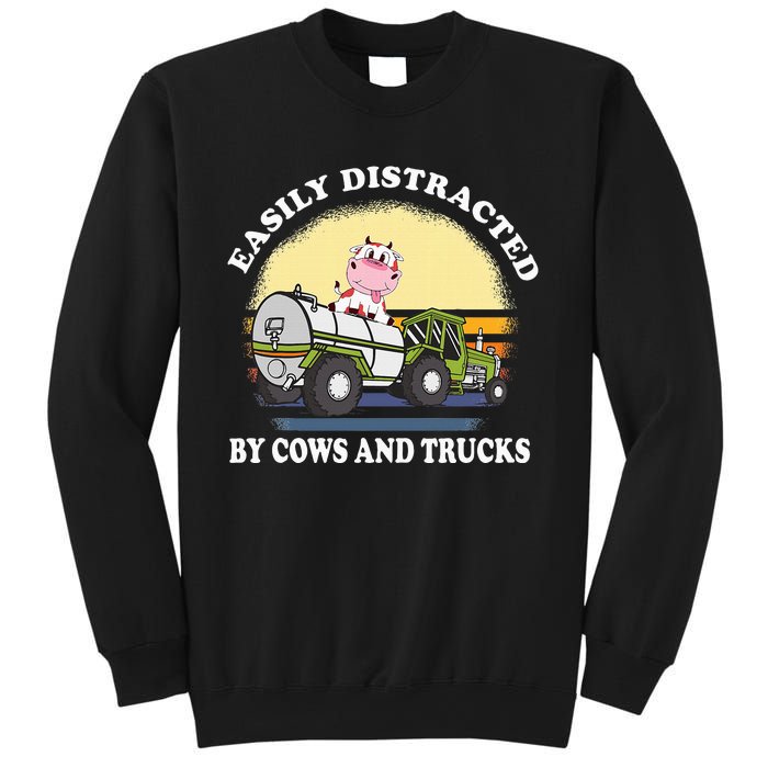 Easily Distracted By Cows And Trucks Funny Cow Farmers Sweatshirt