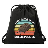 Easily Distracted By Rollie Pollies Funny Isopod Kawaii Drawstring Bag