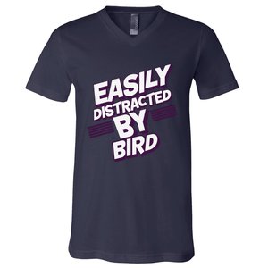 Easily Distracted By Bird V-Neck T-Shirt