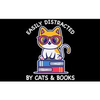 Easily Distracted By Cats And Books Cat & Book Lover Gift Bumper Sticker