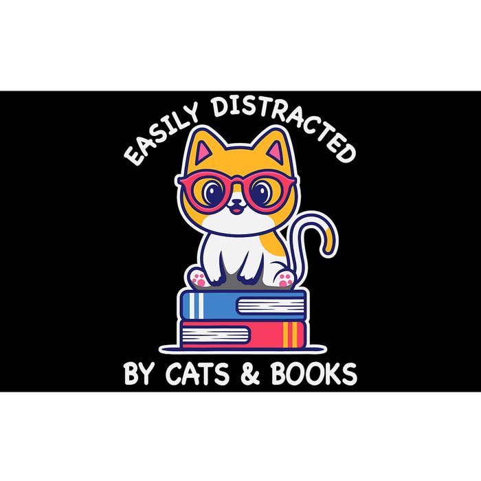 Easily Distracted By Cats And Books Cat & Book Lover Gift Bumper Sticker