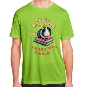 Easily Distracted By Guinea Pigs & Books Funny Guinea Pig Adult ChromaSoft Performance T-Shirt