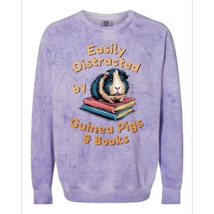 Easily Distracted By Guinea Pigs & Books Funny Guinea Pig Colorblast Crewneck Sweatshirt