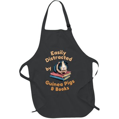 Easily Distracted By Guinea Pigs & Books Funny Guinea Pig Full-Length Apron With Pockets