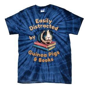 Easily Distracted By Guinea Pigs & Books Funny Guinea Pig Tie-Dye T-Shirt