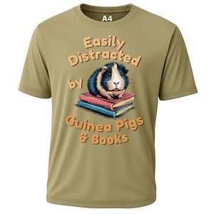 Easily Distracted By Guinea Pigs & Books Funny Guinea Pig Cooling Performance Crew T-Shirt