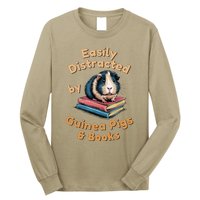 Easily Distracted By Guinea Pigs & Books Funny Guinea Pig Long Sleeve Shirt