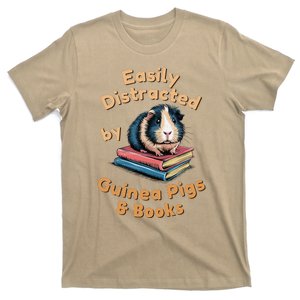 Easily Distracted By Guinea Pigs & Books Funny Guinea Pig T-Shirt