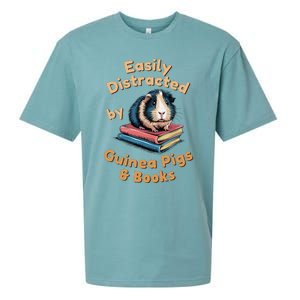 Easily Distracted By Guinea Pigs & Books Funny Guinea Pig Sueded Cloud Jersey T-Shirt