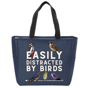 Easily Distracted By Birds Funny Bird Lover & Birdwatching Zip Tote Bag